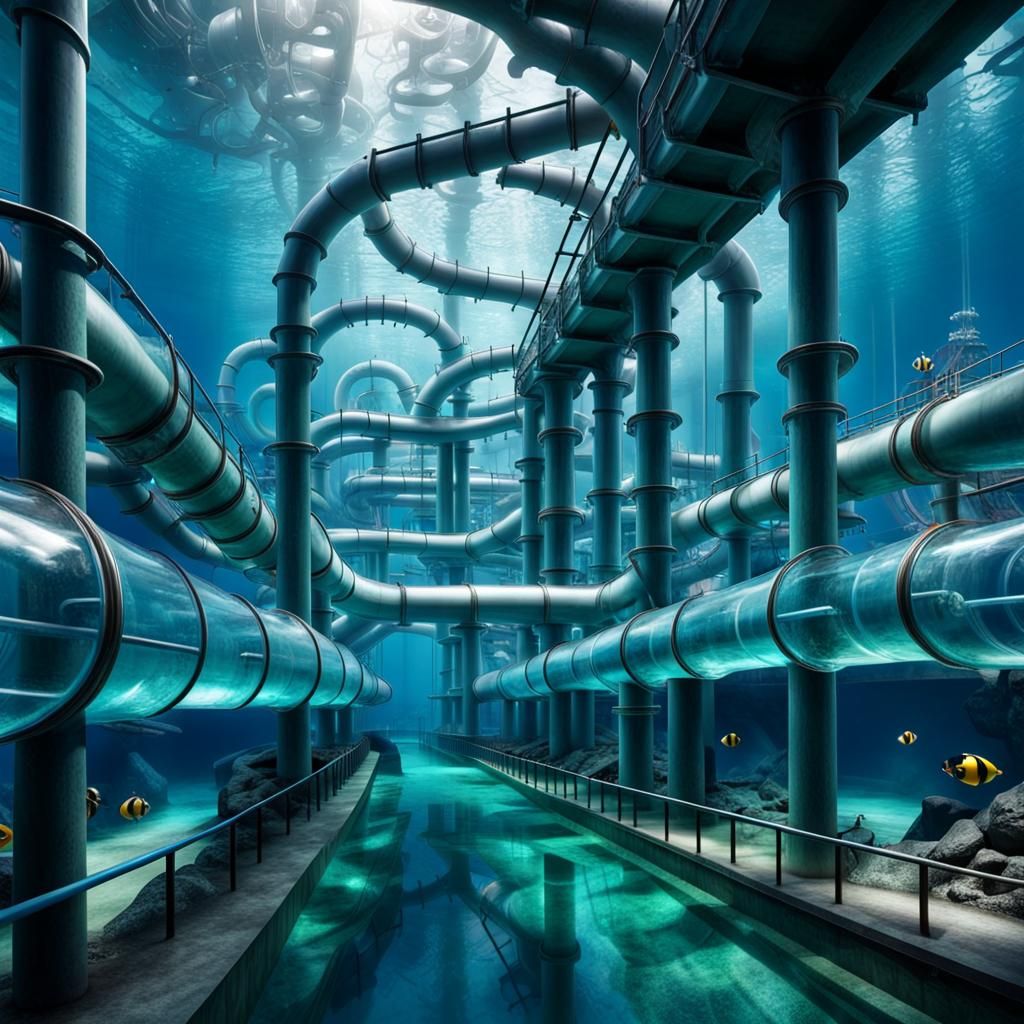 Underwater Theme Park with Transparent Pipes