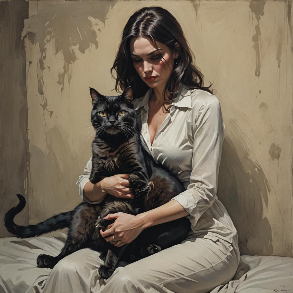 Sinister Cat Companion: A Dark Artistic Rendition