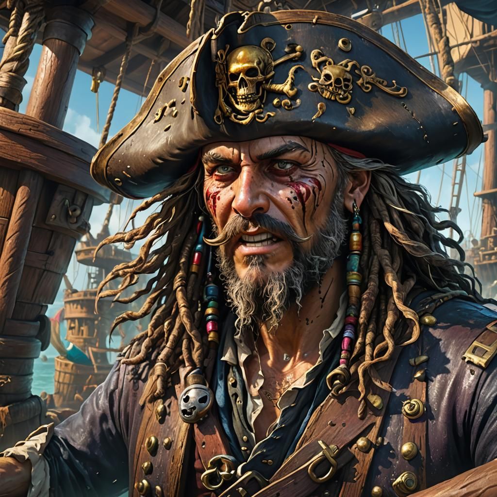 Hyperrealistic Pirate Ship Walk the Plank Scene