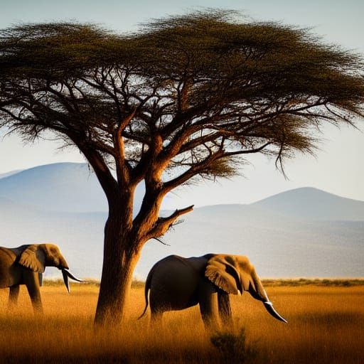 Elephant Grazing in Savanna: A Professional Wildlife Photo