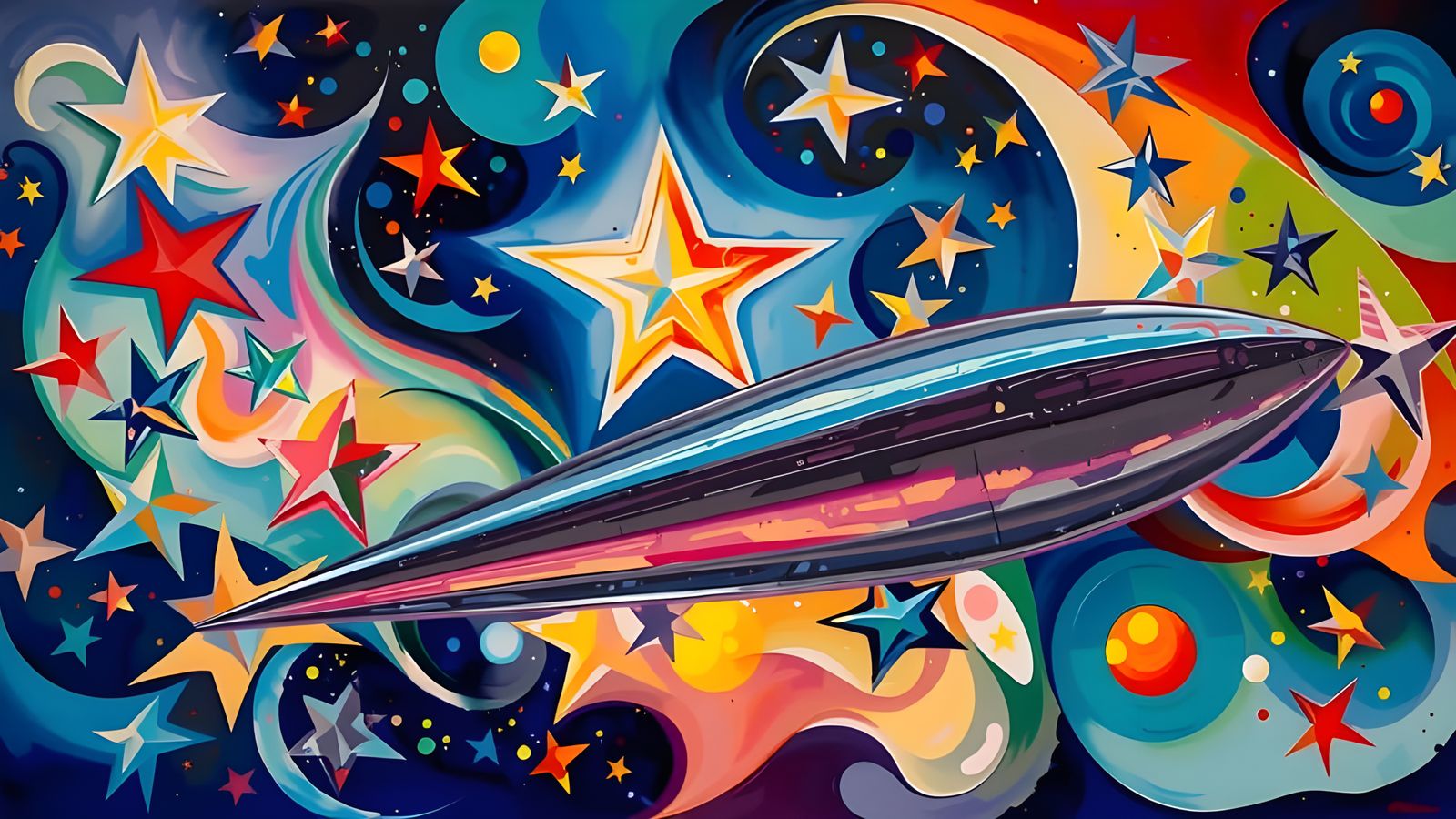 Resplendent Mirror-Finish Metal Cylinder in Cosmic Dance