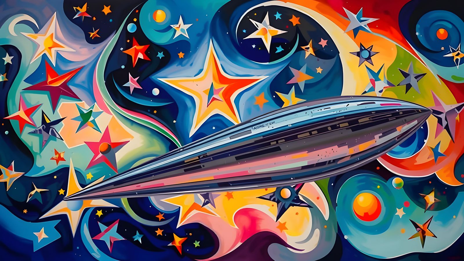 Stunning Silver-Gold Metal Cylinder in Cosmic Dance