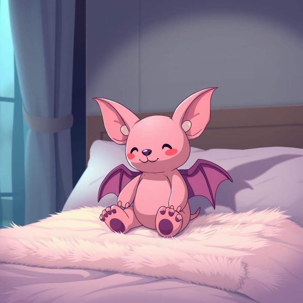Charming Pink Bat in Anime Style