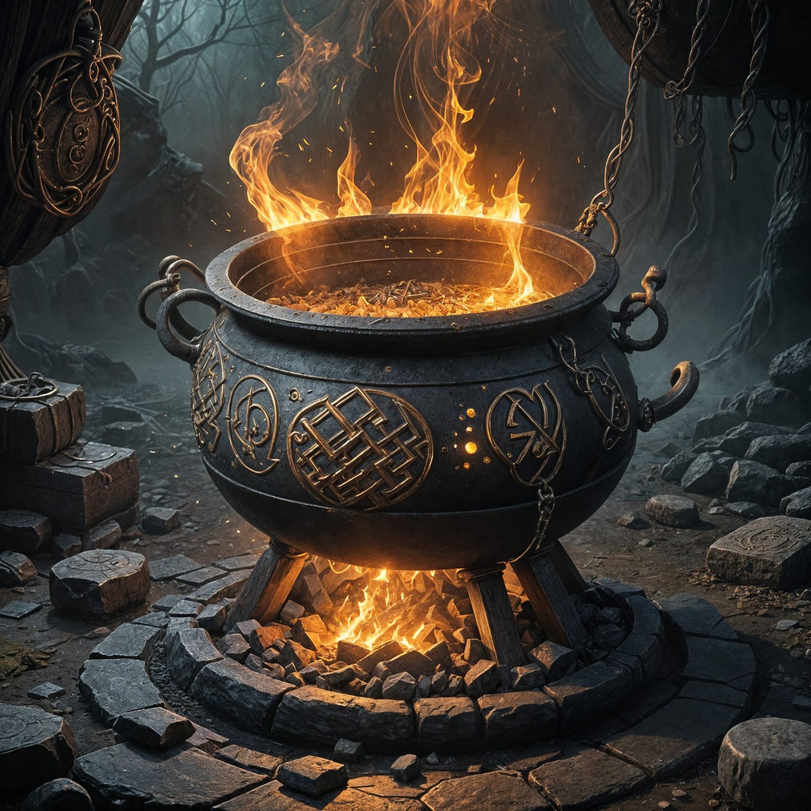Ultrarealistic Cauldron of Dagda with Fairy Dust Glow