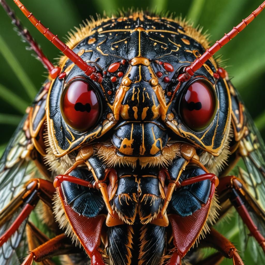 Detailed Macro Photo of a Cicada Head