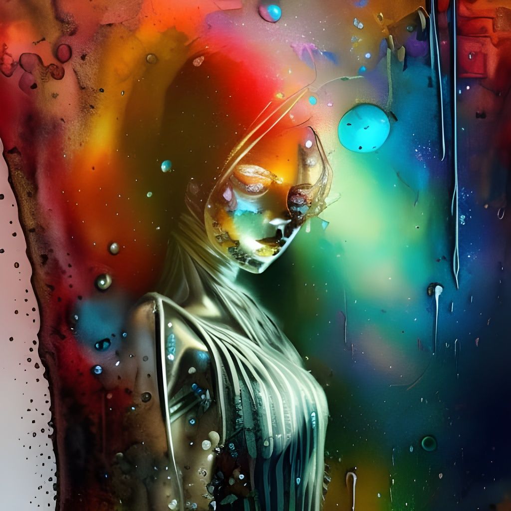 Iridescent Metallic Abstract Splash Art in Dark Fantasy Styl...