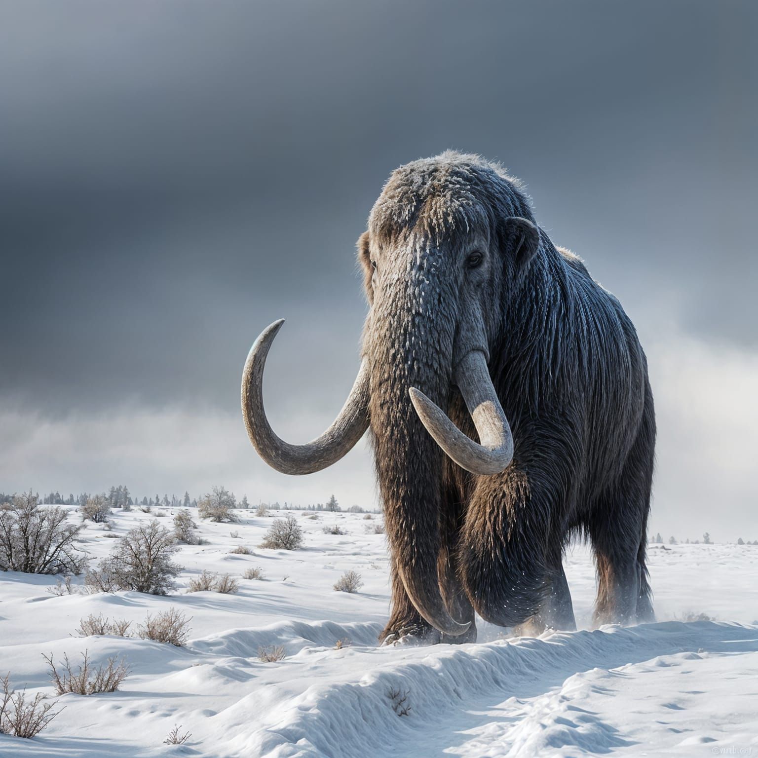 Majestic Mammoth Surviving the Ice Age Wilderness