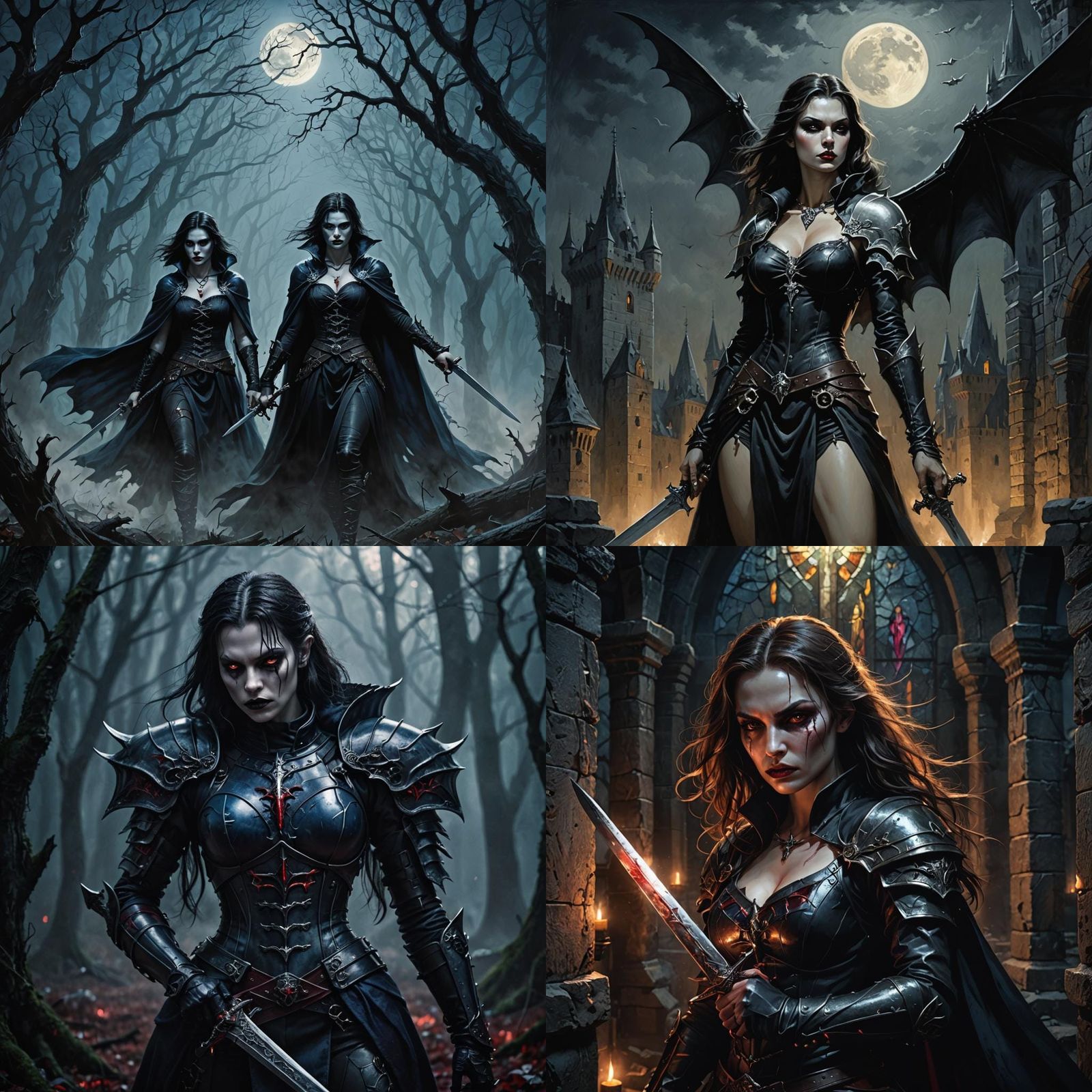 Female Vampire Warriors in Dark Fantasy Art