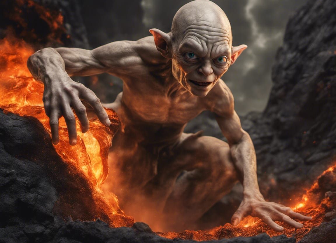 Gollum Falls into Lava with the Ring
