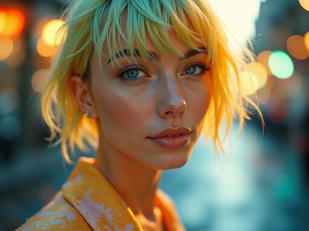 Regencycore Fashion with Jheri Curl Haircut in Amber and Tea...