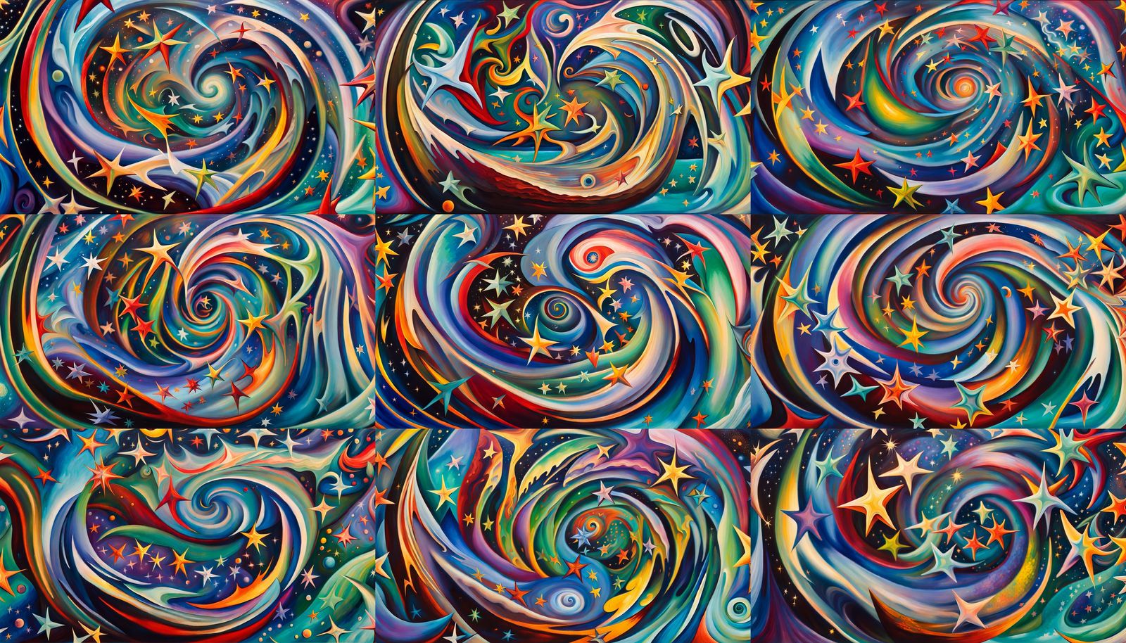 Iridescent Stars in Cosmic Magnetic Swirl: Abstract Expressi...