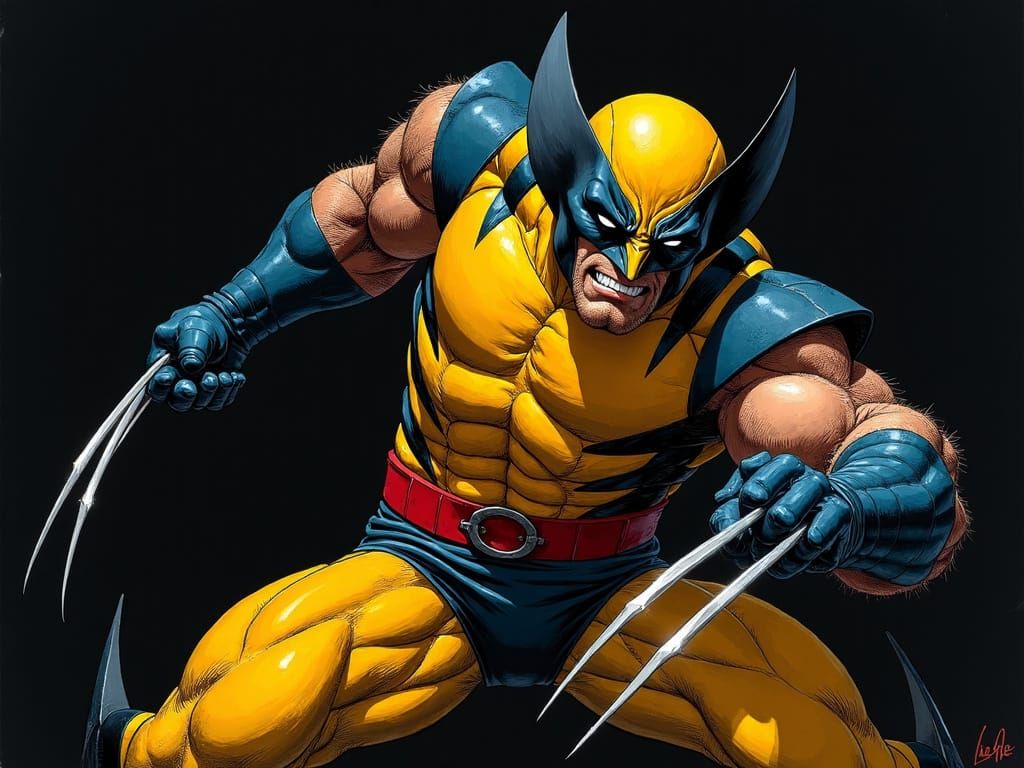 Wolverine Action Pose in Toulouse-Lautrec Style