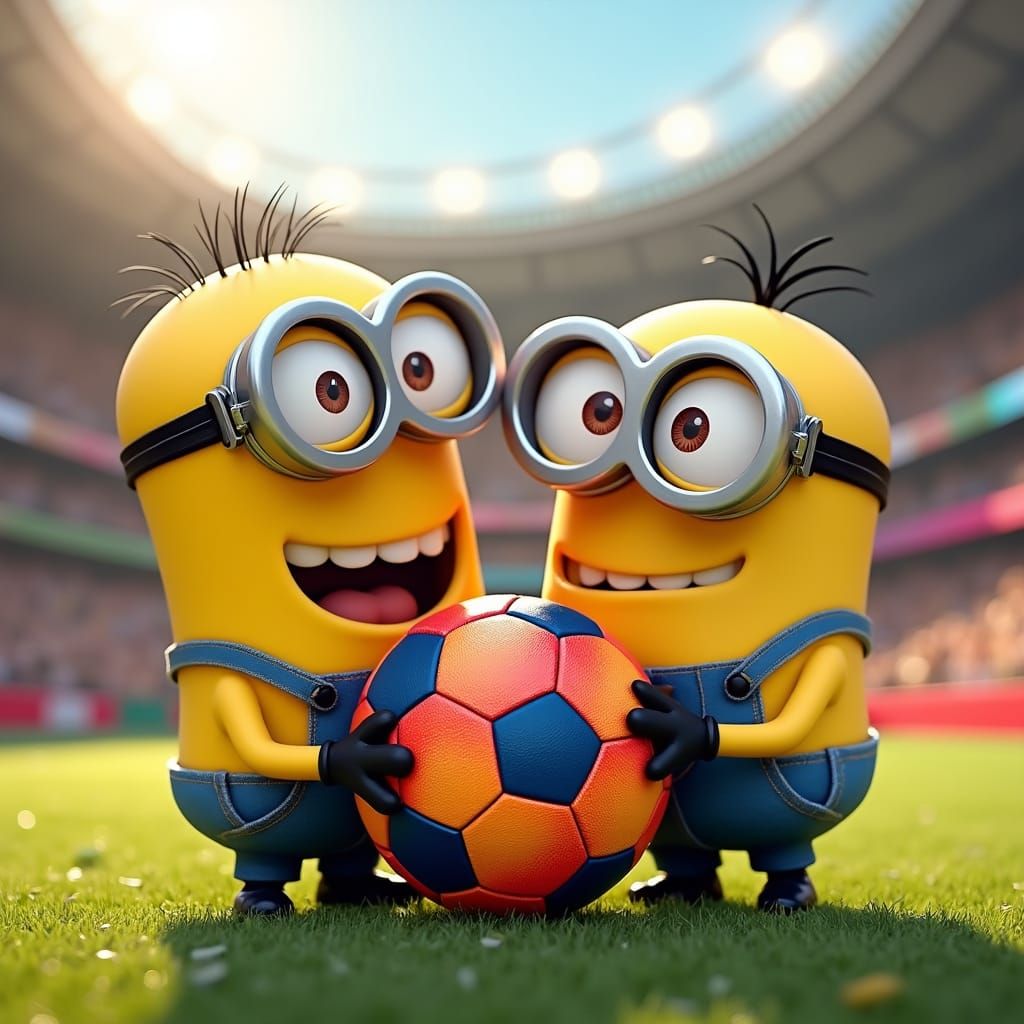Minions Play Soccer in Cartoon Style