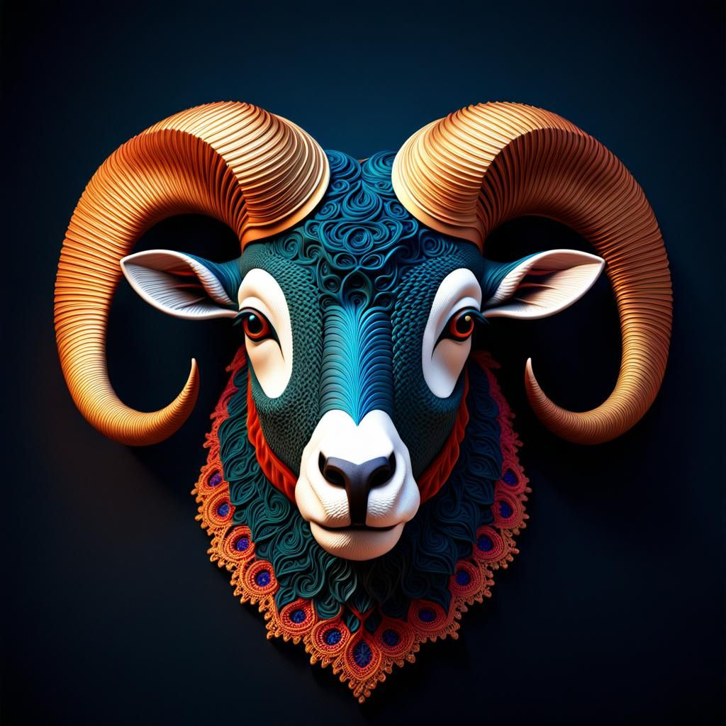 Lace Goat Head: A 3D Render in Fractal Design