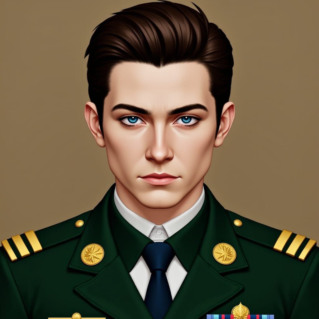 Young Man in Military Uniform Portrait