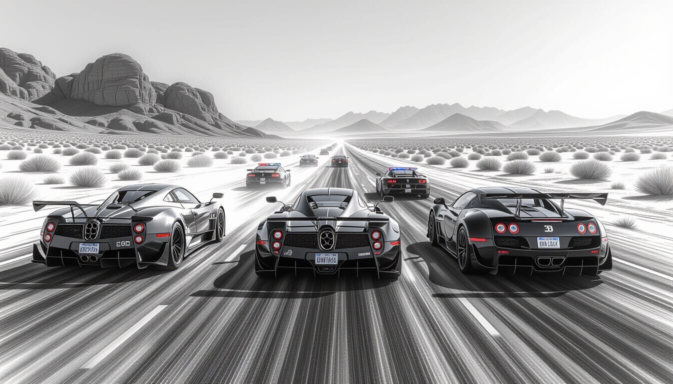 Hypercars Race Desert Highway, Police Pursuit