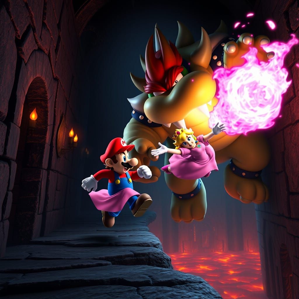 Mario Escapes Lava in Epic Castle Chase