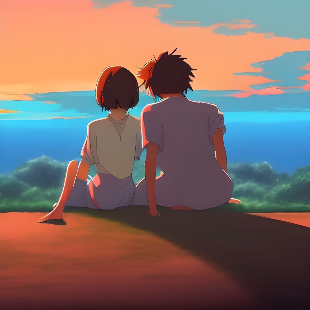 Romantic Sunset: Studio Ghibli Anime Visual