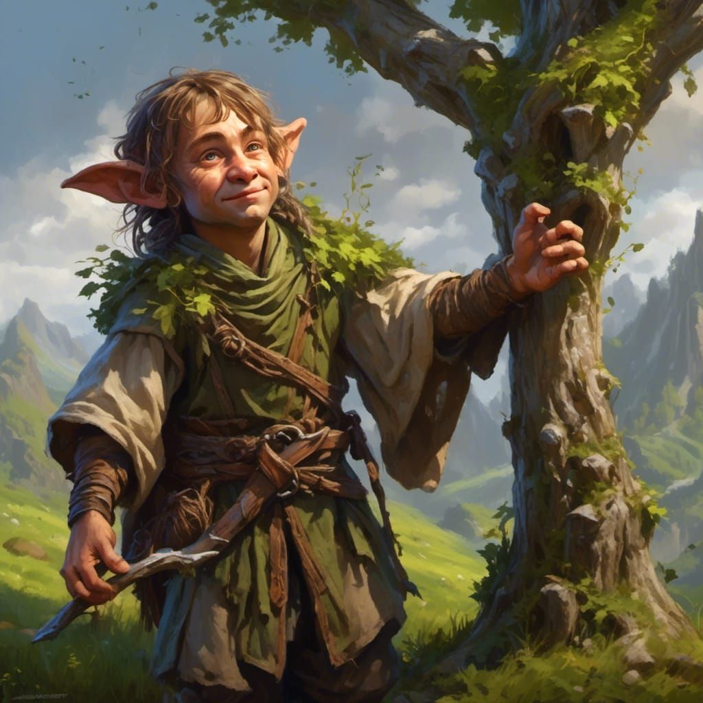 Surreal Halfling Druid in Hyperrealistic Style