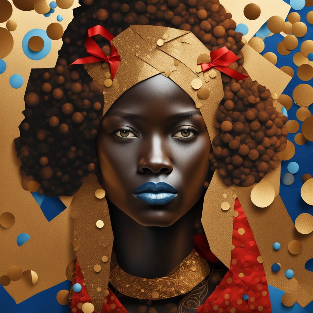 Earth Woman Portrait with Butterflies in Klimt Style