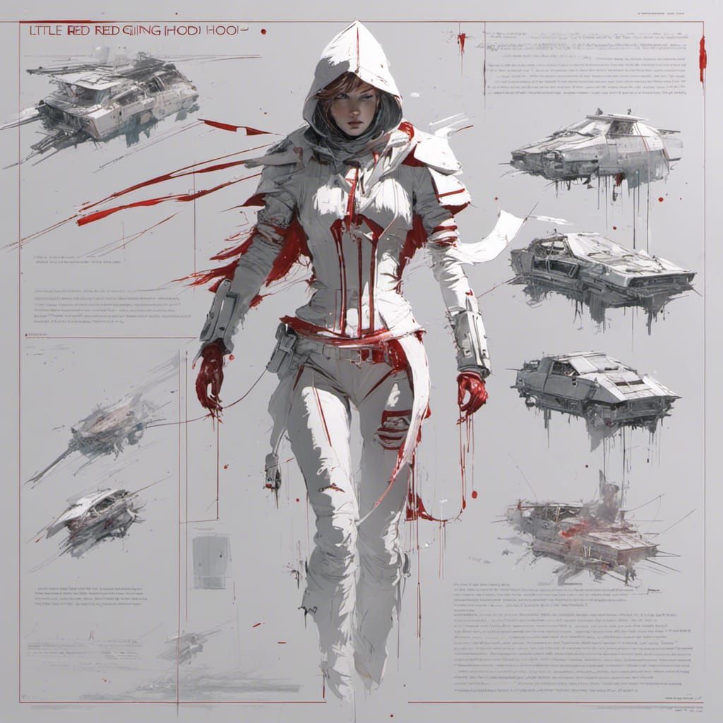 Cyberpunk Little Red Riding Hood with Neon Glow