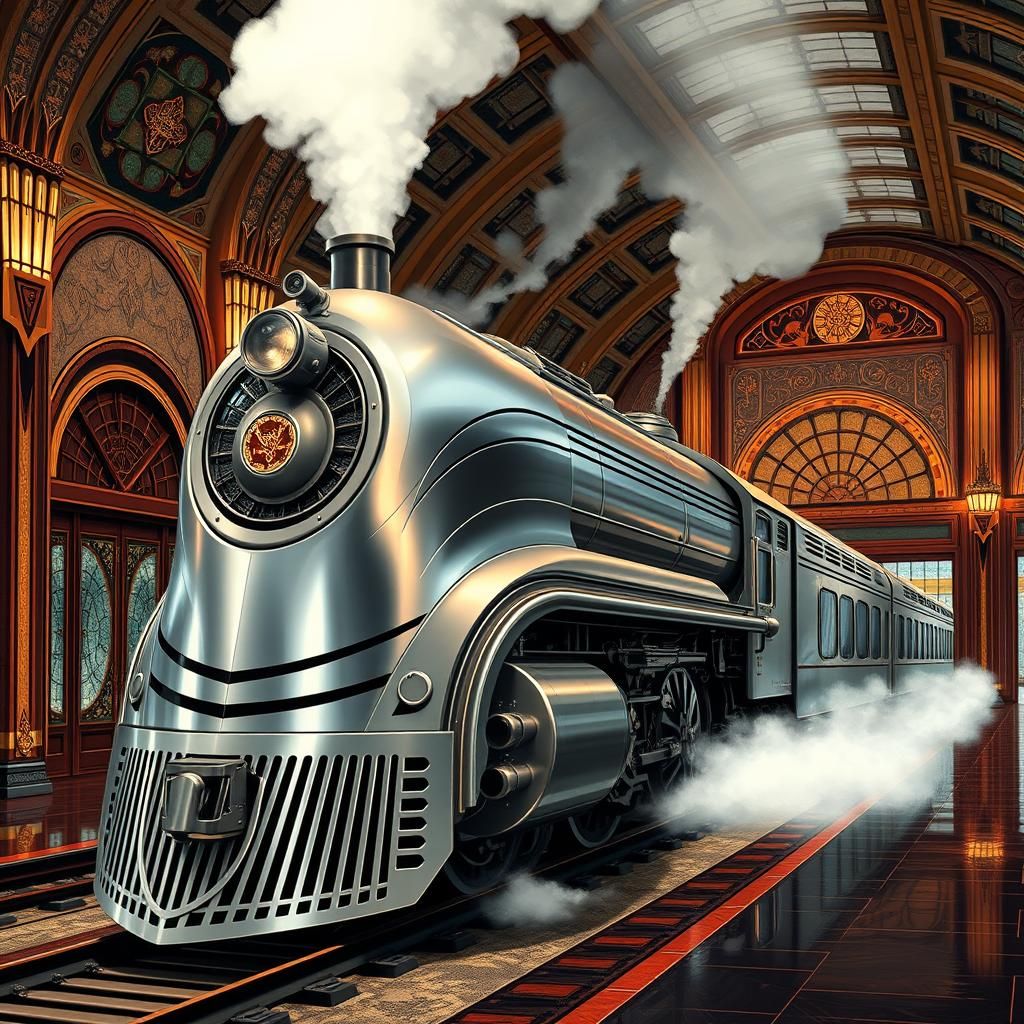 Art Deco Railway Engine at Grand Station