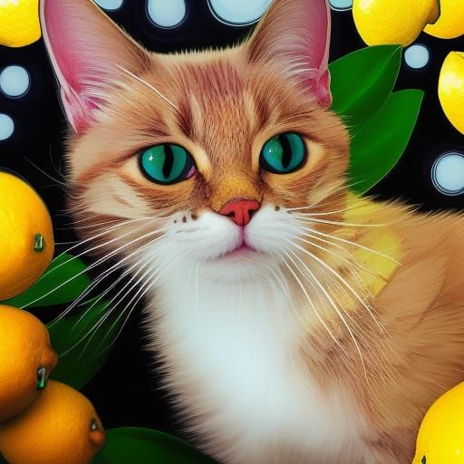 Hyperrealistic Lemon and Kitten Splash Art