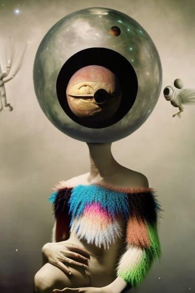 Textural Fuzzy Sweater in Dark Surreal Style