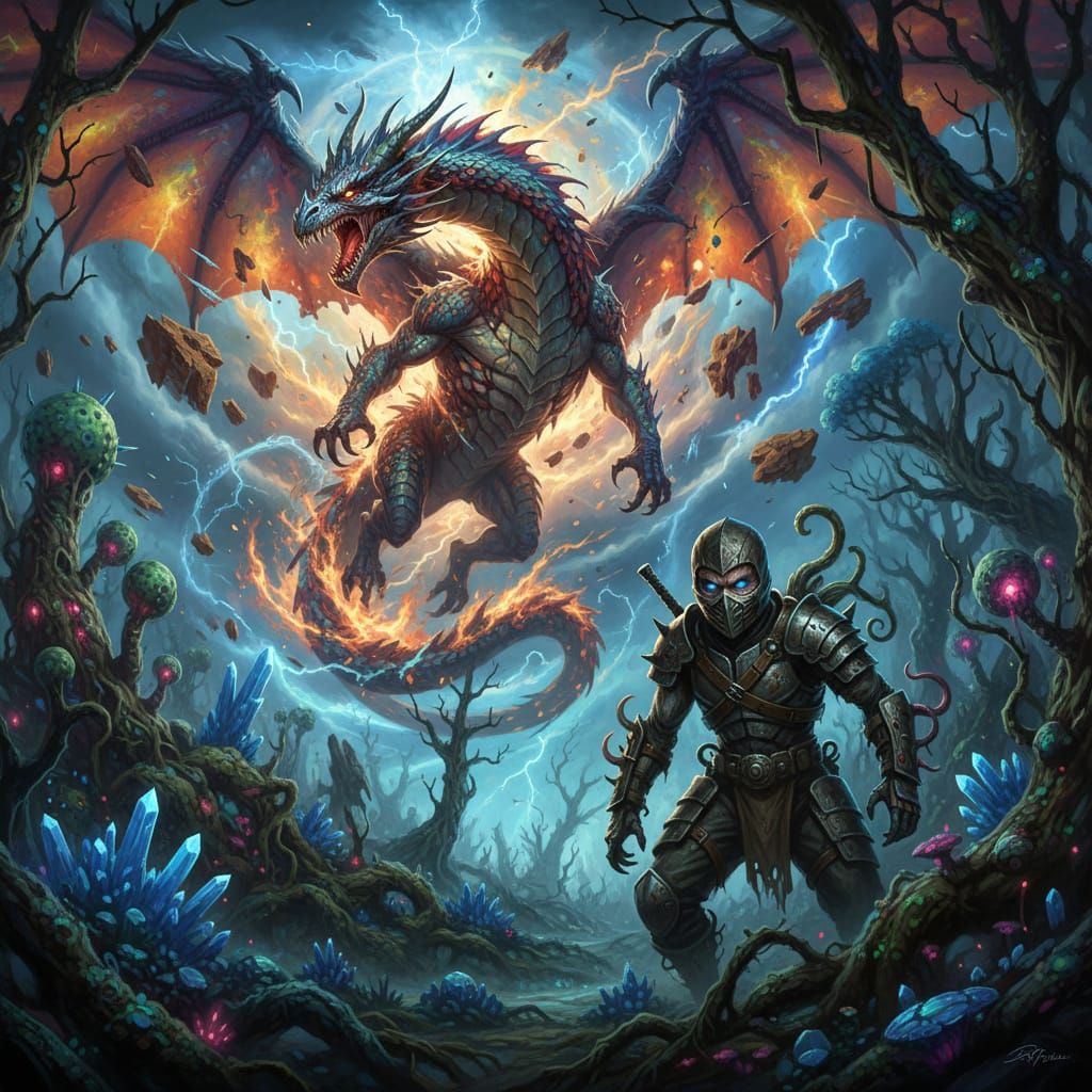 Glitched Dragon and Mutant Ninja in Elemental Chaos