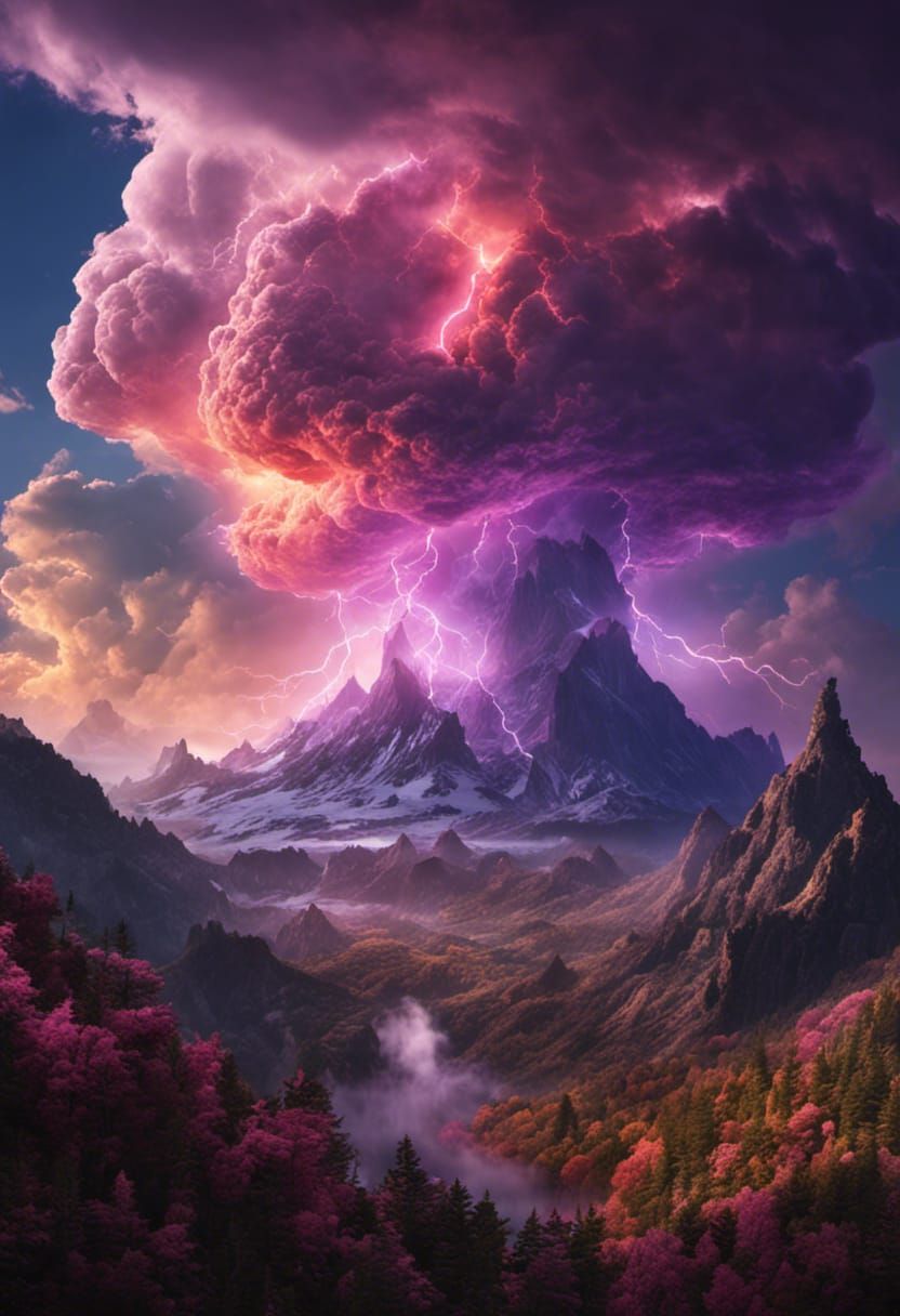 Dragon Descends in Multicolored Storm