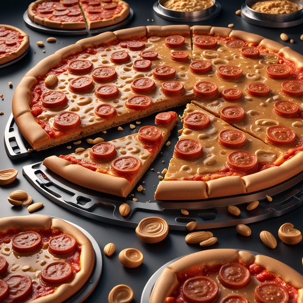 Futuristic Sci-Fi Pizza with Peanut Butter and Pepperoni