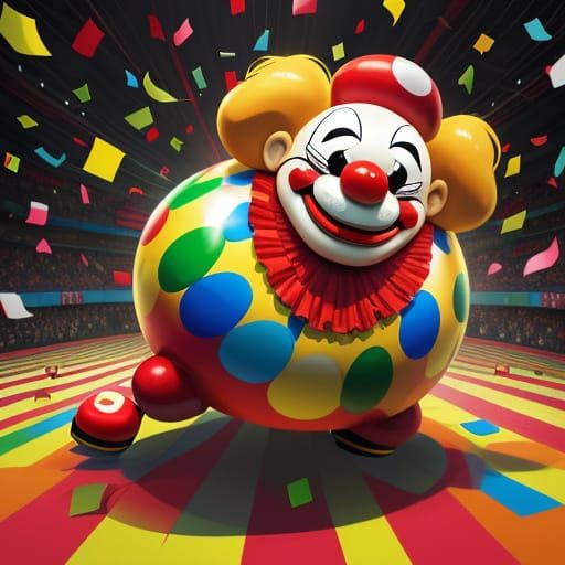 Angry Eggs Circus Clown Performance in Cartoon Style