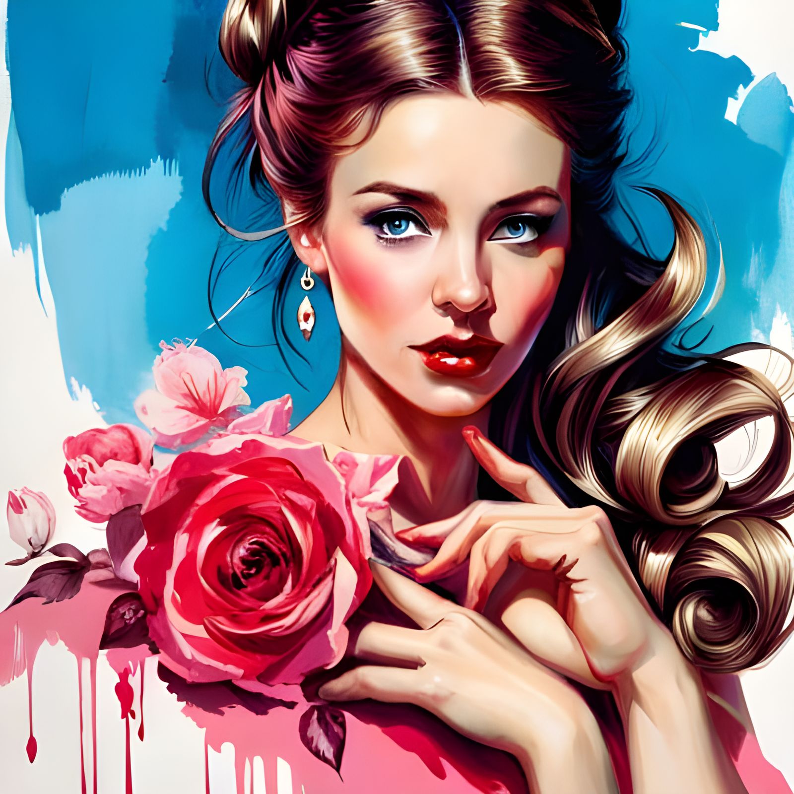 Princess in Pin-Up Style with Pink Background