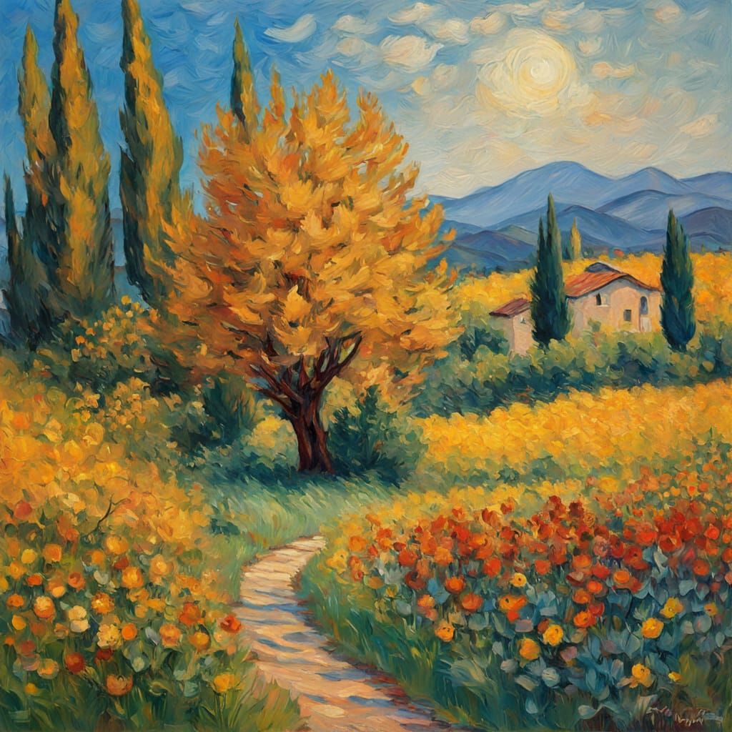 Vibrant Vicenza Scene in Neo-Impressionist Style