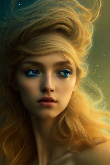 Beautiful Woman Portrait with Jewels in Digital Art Style