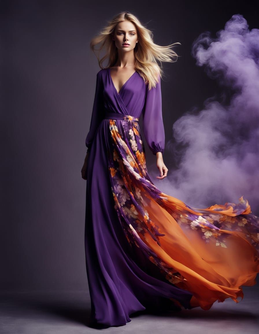 Ethereal Runway Goddess in Enchanting Floral Dress