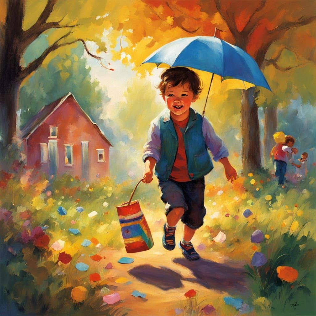 Joyful Whimsical Art of Children at Play