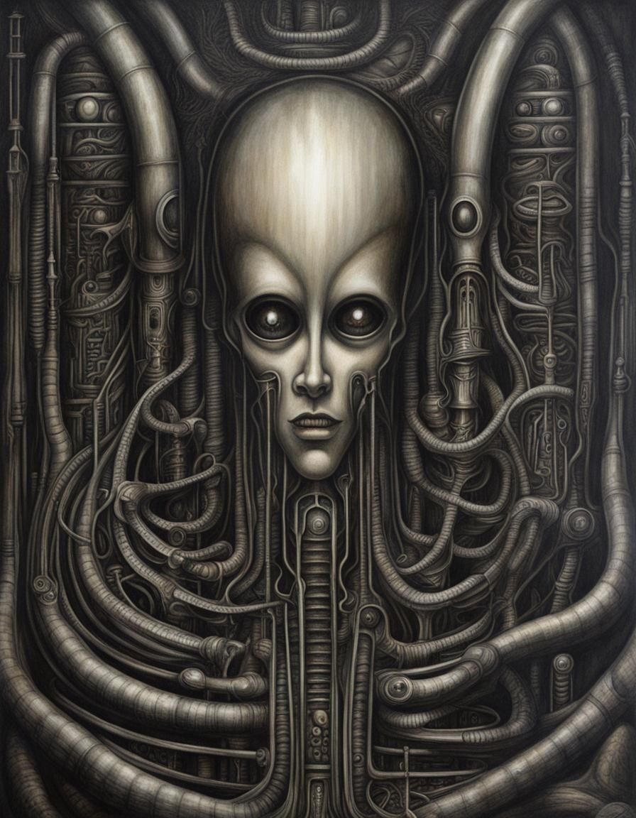 Cosmic Horror: Biomechanical Dark Fantasy Painting