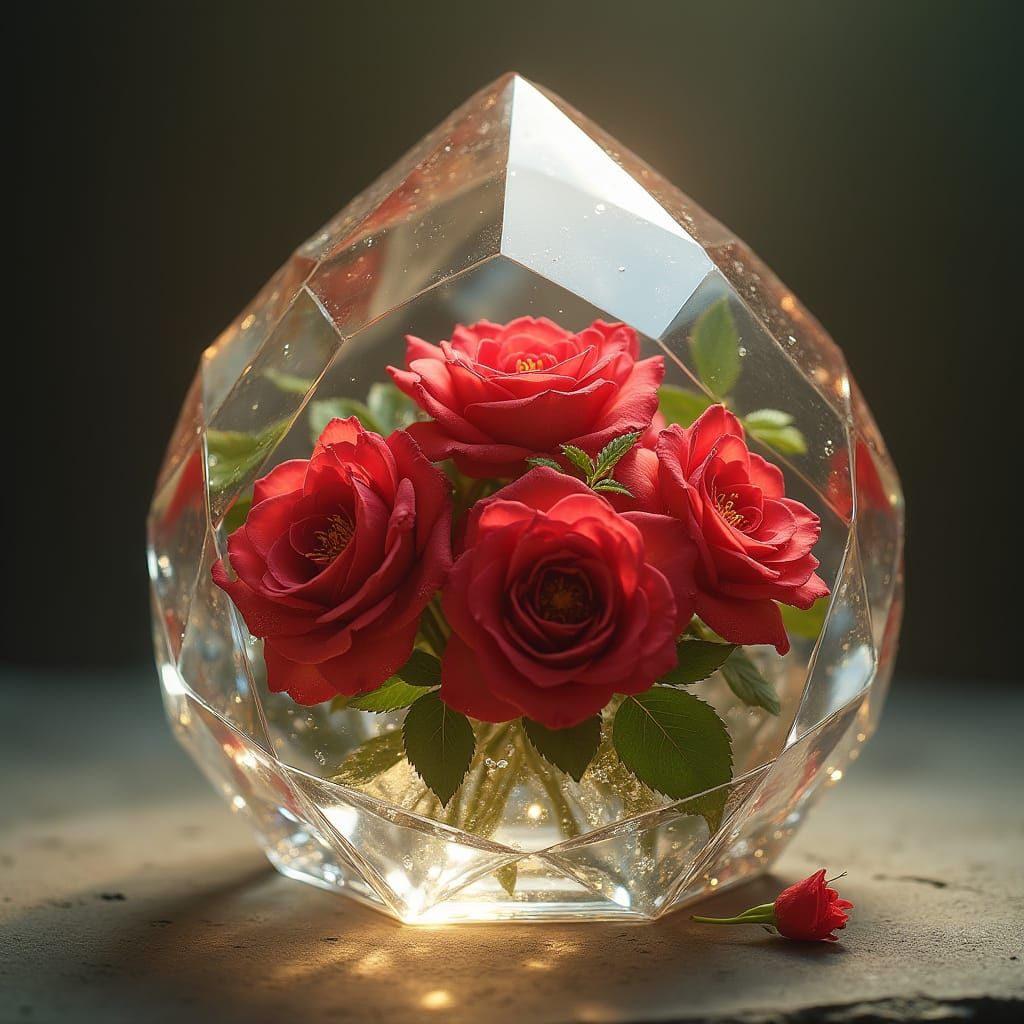 Ethereal Roses in Crystal Prism
