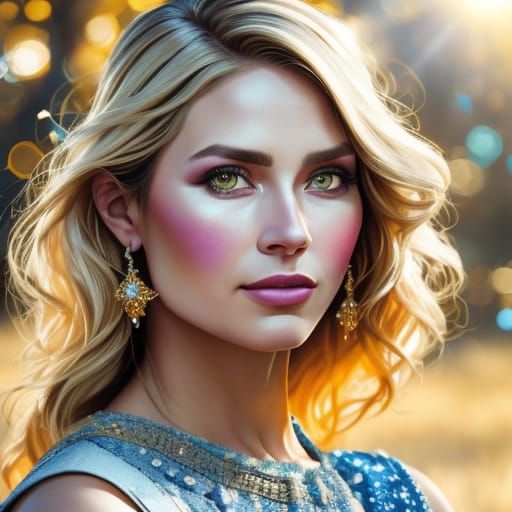 Vibrant Oil Painting Portrait in Golden Hour Lighting