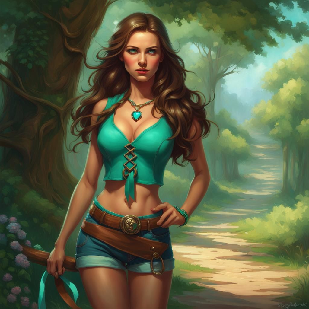 Woman with Green Eyes: Hyperdetailed Art Nouveau Portrait