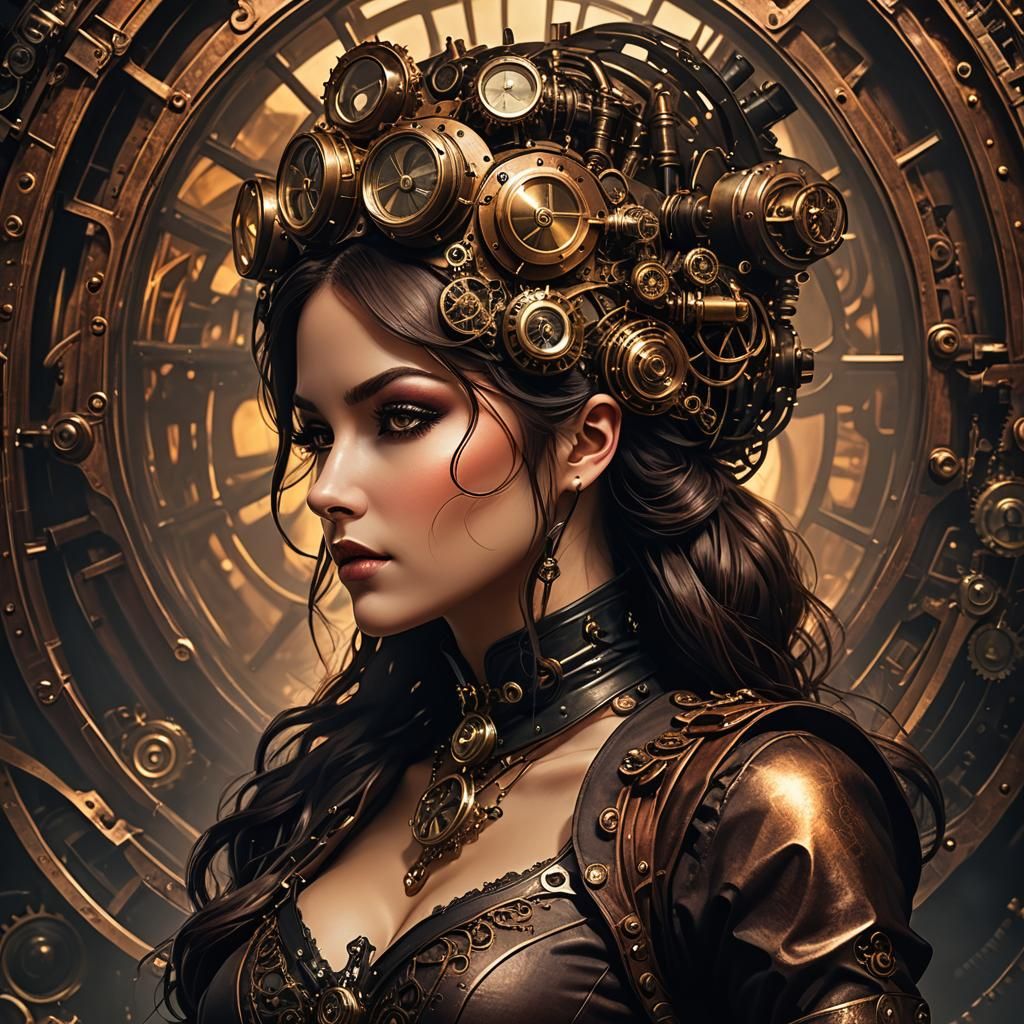 Sensuous Steampunk Woman in Deep Color