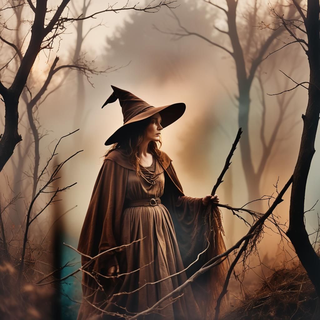Cinematic Witch in Brown with Earthy Tones