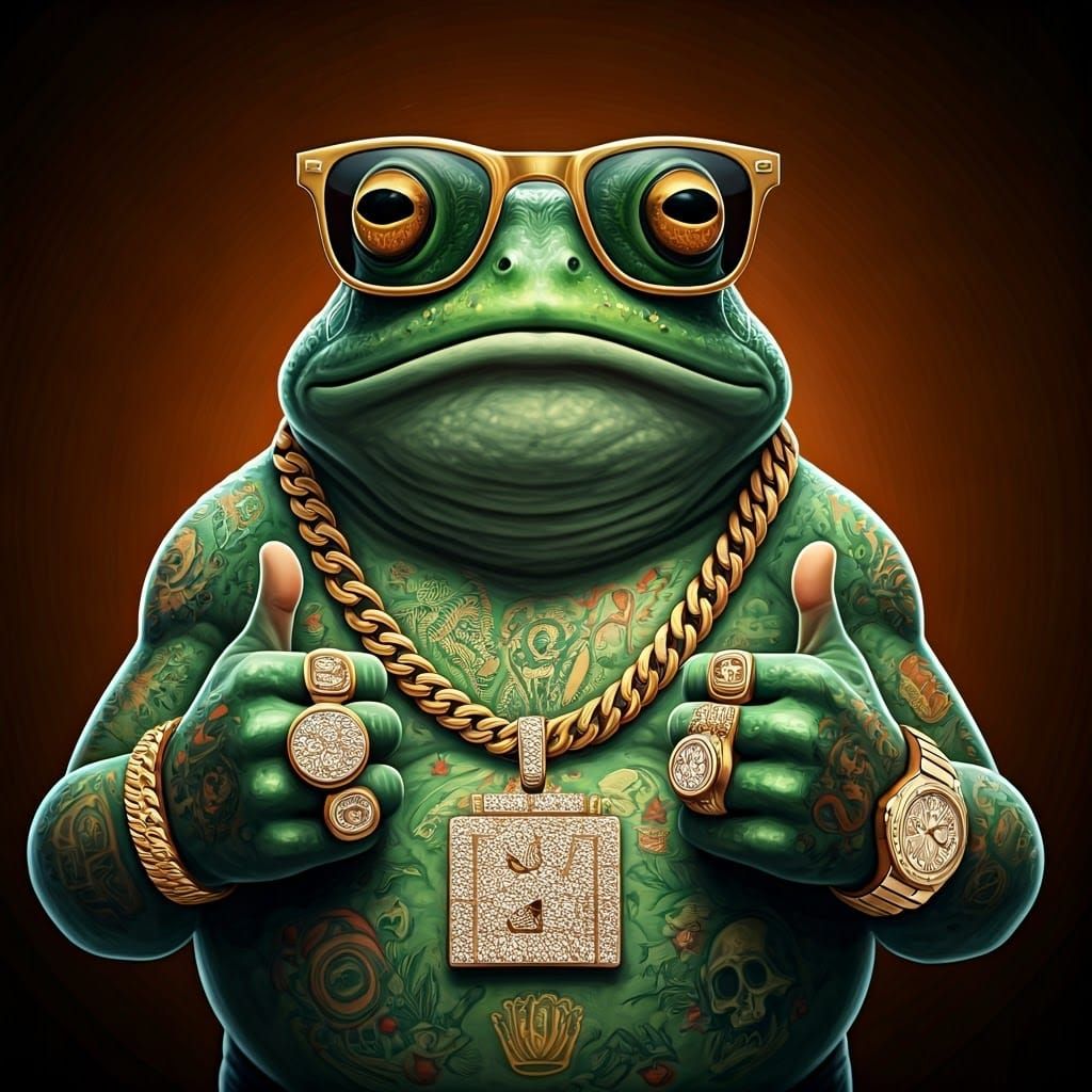 Swaggering Gangster Rapper Bullfrog in Gritty Urban Portrait
