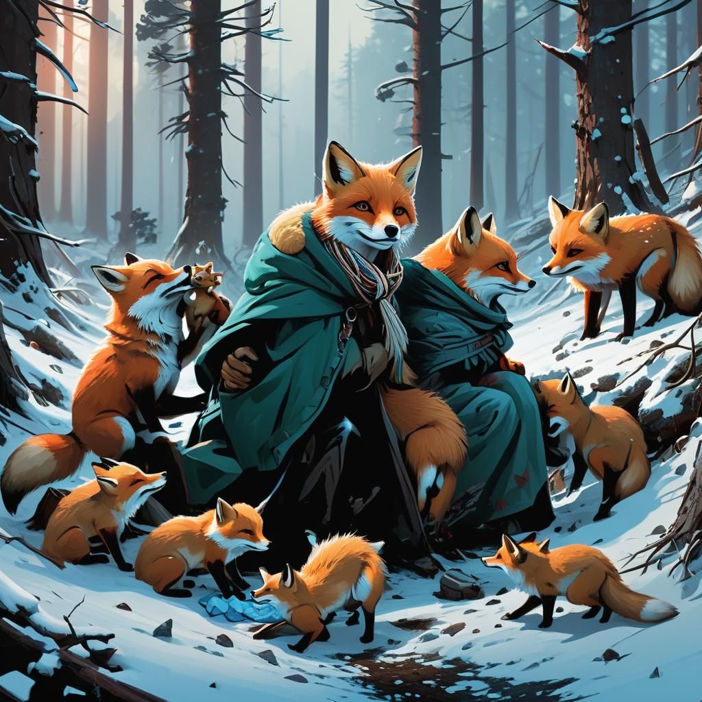 Alina Starkov Cares for Foxes in Snowy Forest