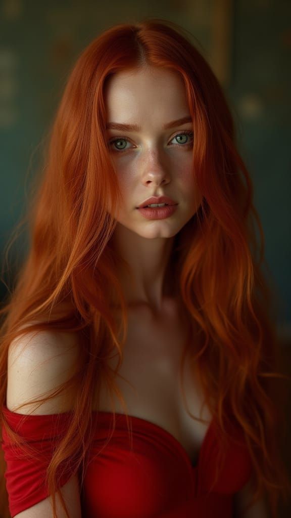 Sultry Redhead in Elegant 35mm Film Portrait
