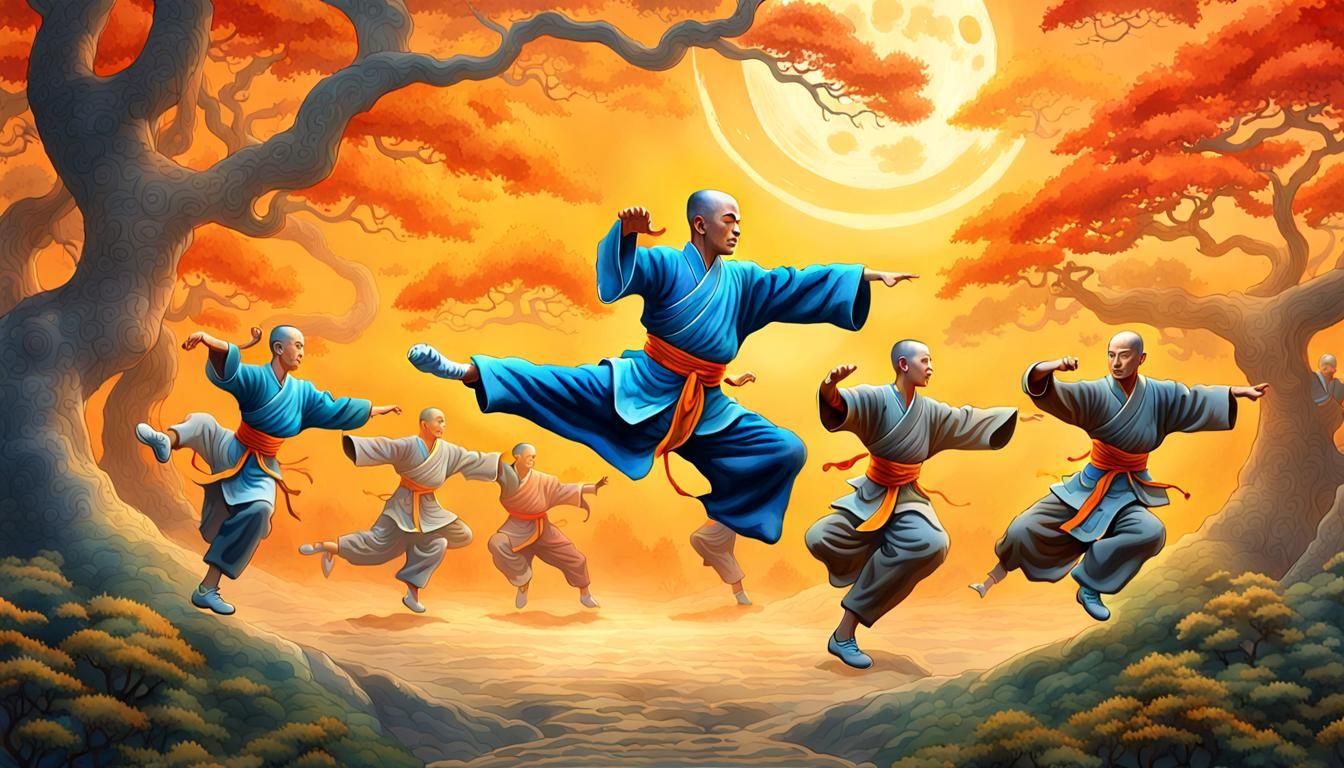 Shaolin Monks Kung Fu Display in Sun and Moon