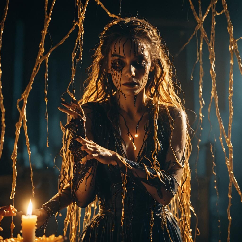 Arachne Weaving Wax into Web with Candle Flame