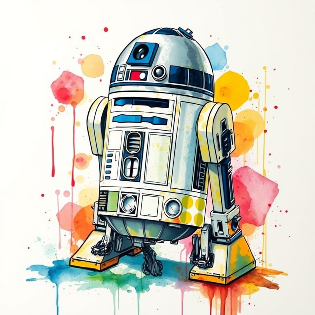 R2D2 in Vibrant, Expressive Digital Art