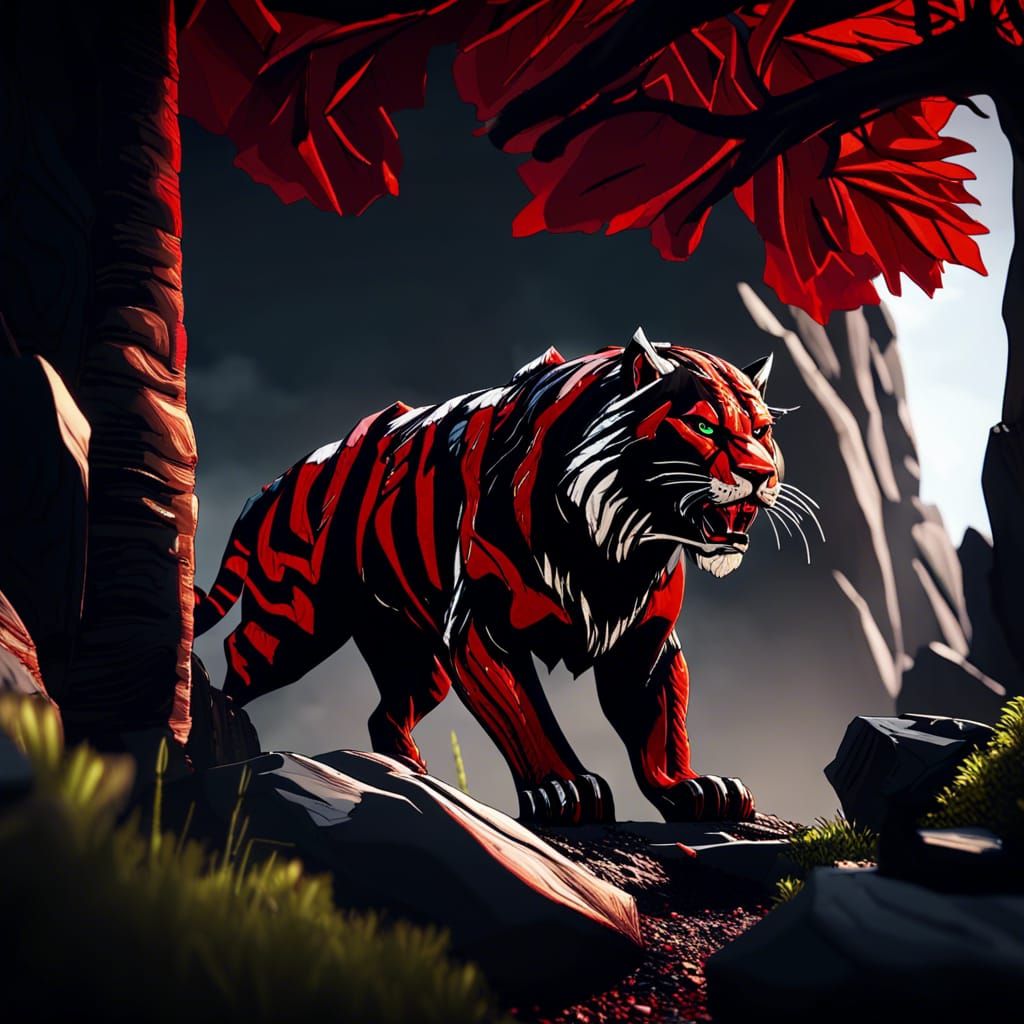 Sabertooth Tiger in 3D Game Cinematic Style